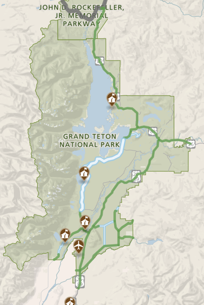 Map Showing the Closure of Teton Park Road